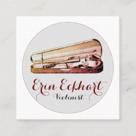 Tarjeta De Visita Cuadrada Violín En Músico Violinista Funda