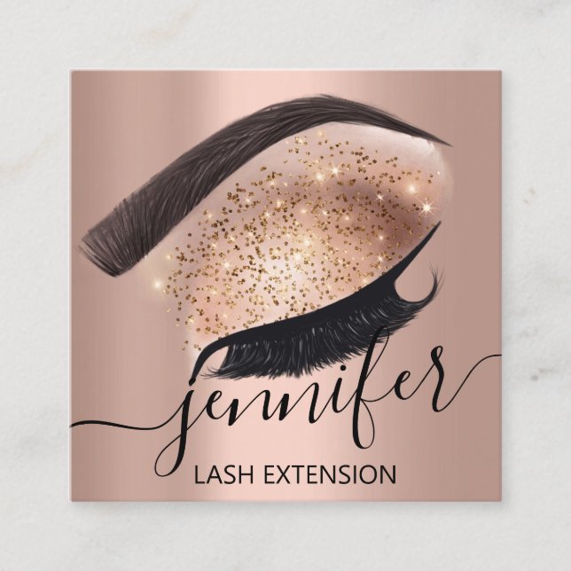 Tarjeta De Visita Cuadrada Vips de Artistas de Extensión de Eyelash Profesion (Anverso)