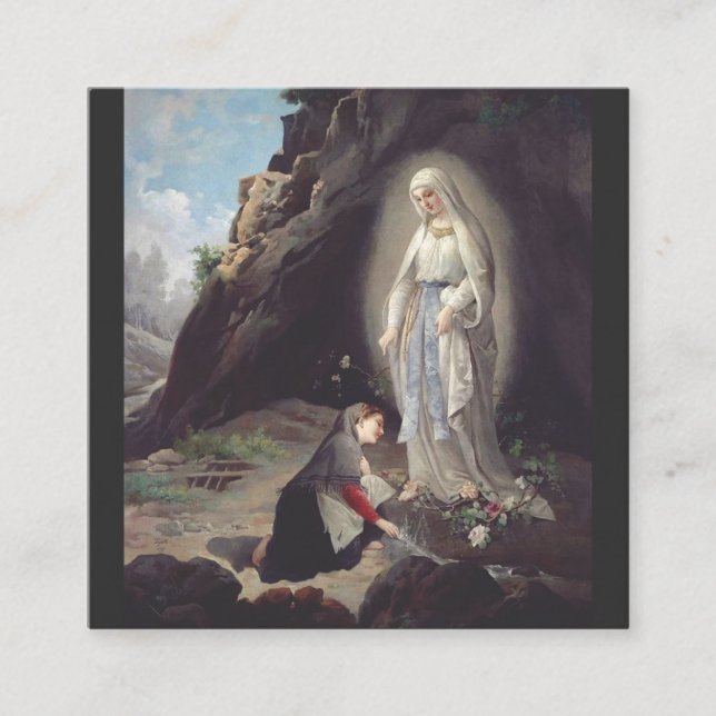 Tarjeta De Visita Cuadrada Virgen María de Lourdes (Anverso)