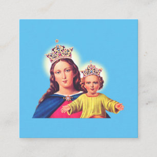 Tarjeta De Visita Cuadrada Virgen María reina con Jesús