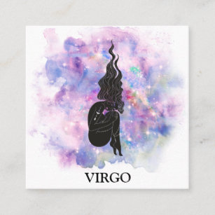 Tarjeta De Visita Cuadrada *~* VIRGO Lecturas de astrología zodiaca azul rosa