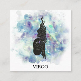 Tarjeta De Visita Cuadrada *~* VIRGO Lecturas de astrología zodiaca Verde azu