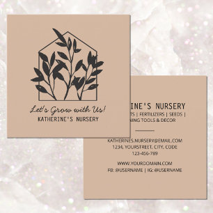 Tarjeta De Visita Cuadrada Viveros de plantas de interior Tienda Moderna Abst