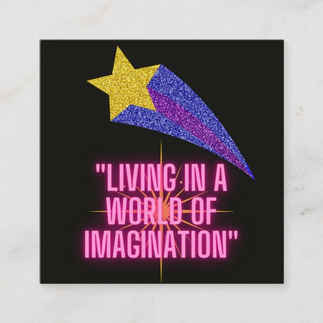 TARJETA DE VISITA CUADRADA VIVIENDO EN UN MUNDO DE IMAGINACIÓN (Anverso)