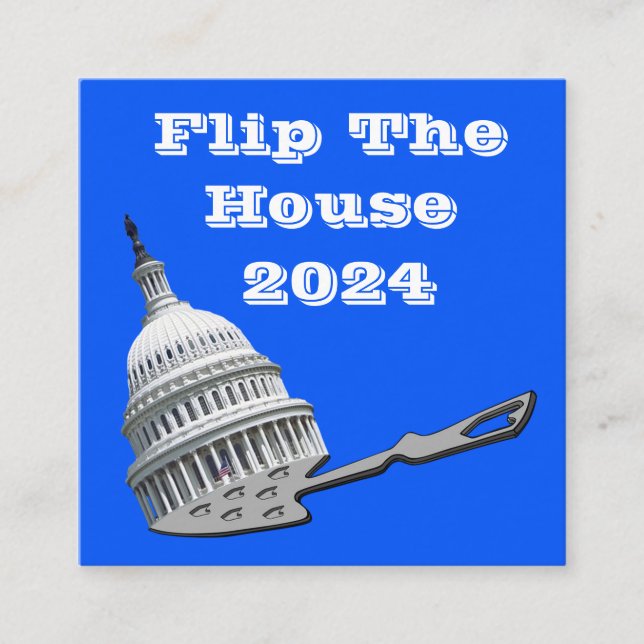 Tarjeta De Visita Cuadrada Voltear El Voto De La Cámara Azul 2024 (Anverso)