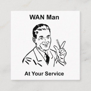 Tarjeta De Visita Cuadrada WAN Man At Your Service Retro Tech