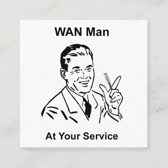 Tarjeta De Visita Cuadrada WAN Man At Your Service Retro Tech (Anverso)