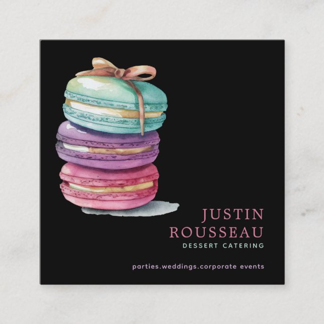 Tarjeta De Visita Cuadrada Watercolor Baker Bakery Pastry Chef (Anverso)