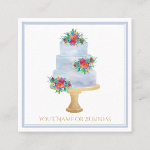 Tarjeta De Visita Cuadrada Watercolor Cake Shop Panadería Profesional