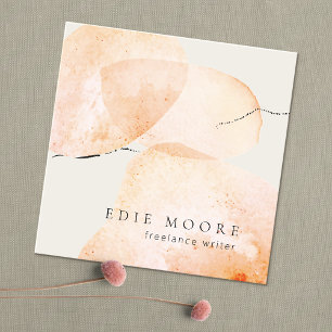 Tarjeta De Visita Cuadrada Watercolor de Terracotta Boho Resumen Arte pintado