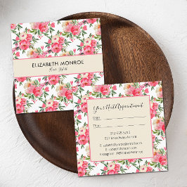 Tarjeta De Visita Cuadrada Watercolor Floral Salon Hair Stylist Makeup Artist