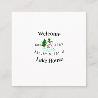 Tarjeta De Visita Cuadrada Welcome lake house corrdinated est. Year mountain