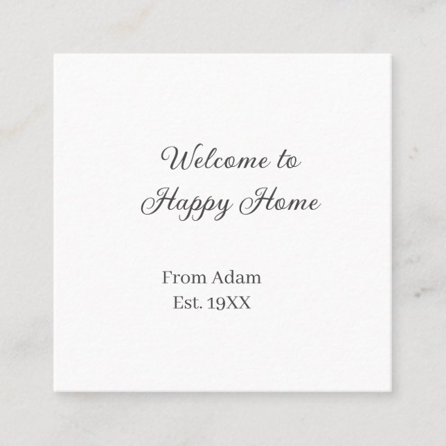 Tarjeta De Visita Cuadrada Welcome to home real estate house inauguration est (Anverso)