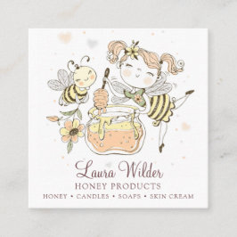 Tarjeta De Visita Cuadrada Whimsical Honey Jar Beekeeper Honey Products