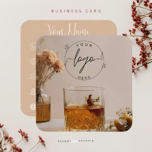 Tarjeta De Visita Cuadrada Whiskey   Boho Flowers   Estético