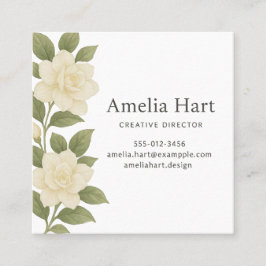 Tarjeta De Visita Cuadrada White Floral Business Card