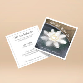 Tarjeta De Visita Cuadrada White Lotus en Water Wellness Spa White