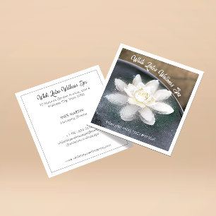 Tarjeta De Visita Cuadrada White Lotus en Water Wellness Spa White
