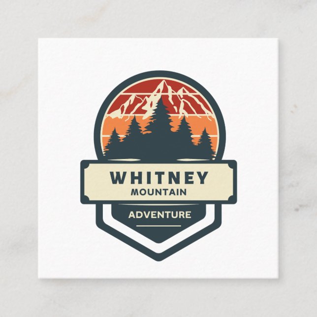 Tarjeta De Visita Cuadrada Whitney mountain peak climbing and hiking (Anverso)
