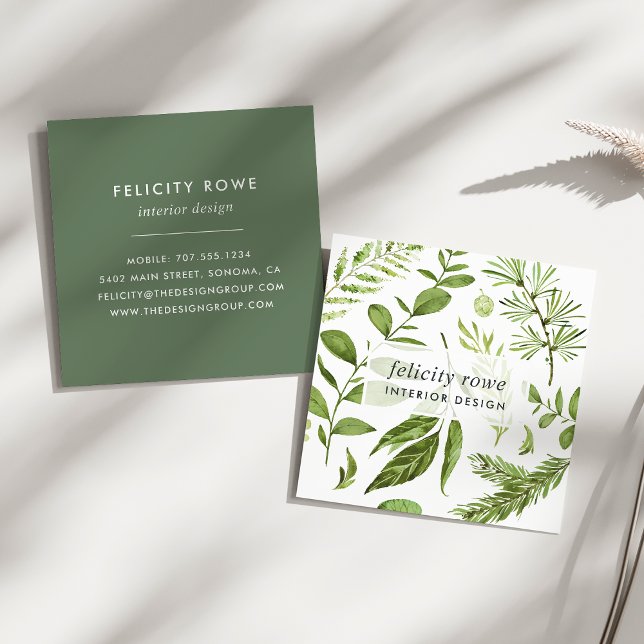 Tarjeta De Visita Cuadrada Wild Meadow | Impresión botánica (Subido por el creador)