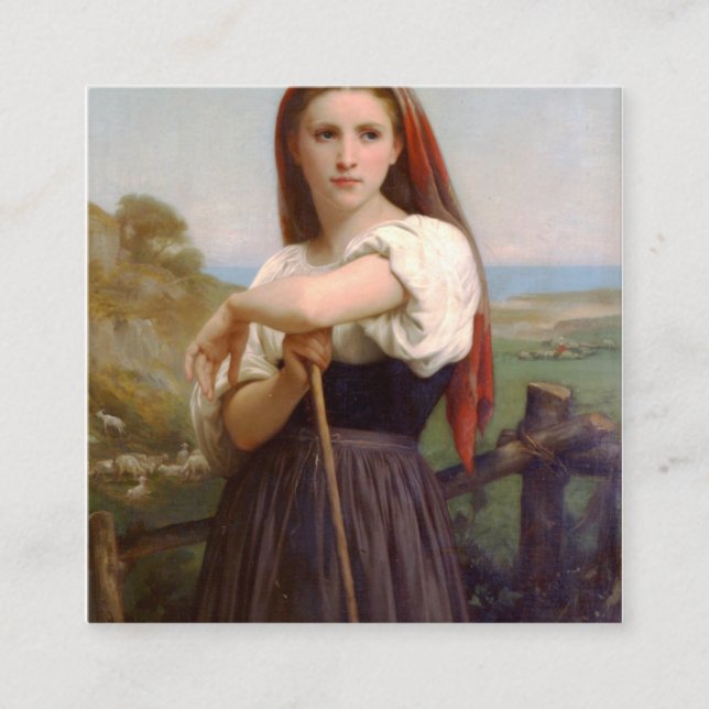 Tarjeta De Visita Cuadrada William Bouguereau Shepherdess (Anverso)
