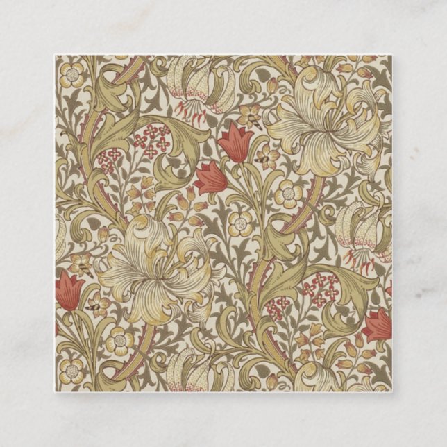 Tarjeta De Visita Cuadrada William Morris Golden Lily (Anverso)