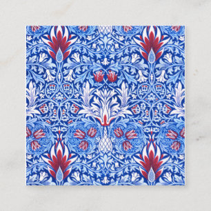 Tarjeta De Visita Cuadrada William Morris Light Snakeshead Azul