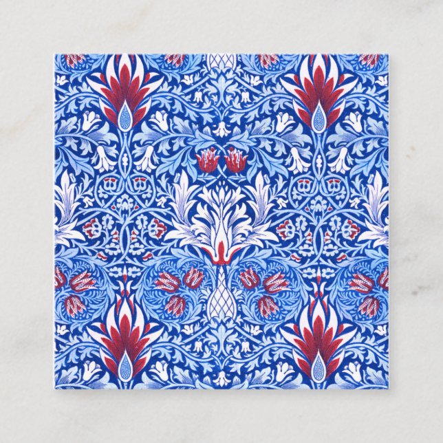Tarjeta De Visita Cuadrada William Morris Light Snakeshead Azul (Anverso)