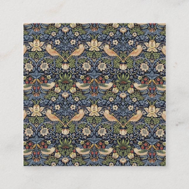 Tarjeta De Visita Cuadrada William Morris Strawberry Thief (Anverso)