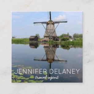 Tarjeta De Visita Cuadrada Windmill Holanda Holanda Turismo fotográfico Euro
