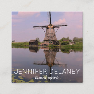 Tarjeta De Visita Cuadrada Windmill Holanda Holanda Turismo fotográfico Europ