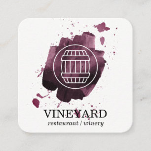 Tarjeta De Visita Cuadrada Wine Barrel   Pincel artístico   Viñedo