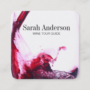 Tarjeta De Visita Cuadrada Wine Pour   Splash