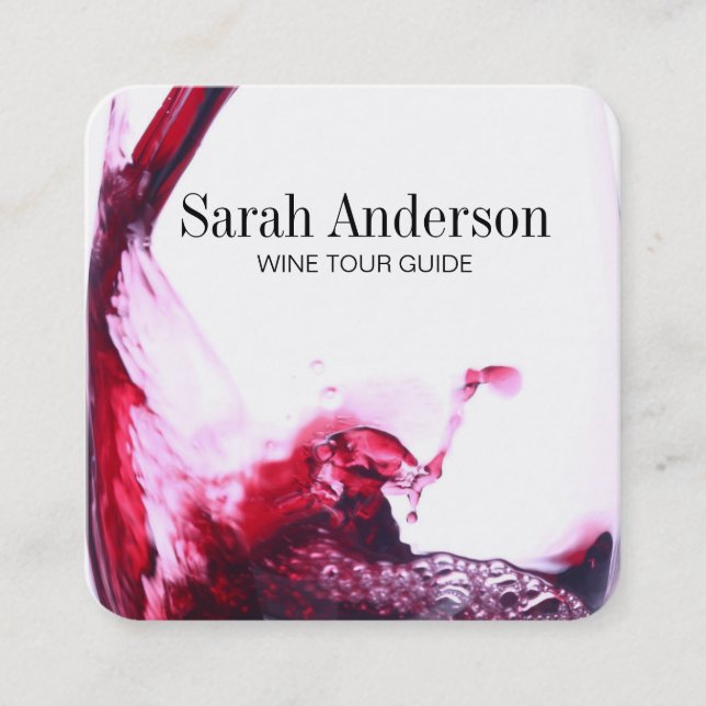 Tarjeta De Visita Cuadrada Wine Pour | Splash (Anverso)