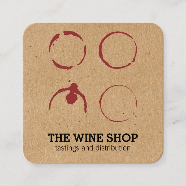 Tarjeta De Visita Cuadrada Wine Specialist Wine Stain (Anverso)