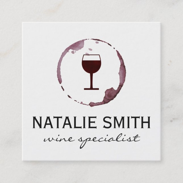Tarjeta De Visita Cuadrada Wine Stain (copa de vino) (Anverso)
