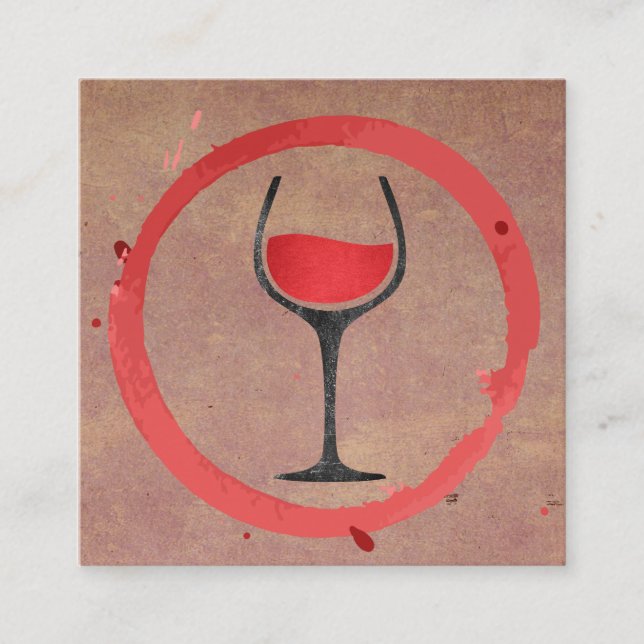Tarjeta De Visita Cuadrada Wine Stain | Icono de vidrio (Anverso)