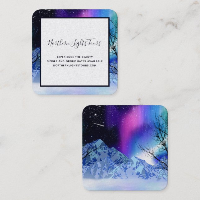 Tarjeta de visita cuadrada Winter Wonderlights (Anverso / Reverso)