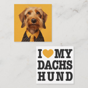 Tarjeta De Visita Cuadrada Wire Haired Dachshung En Amarillo
