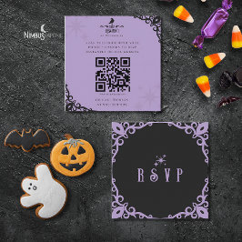 Tarjeta De Visita Cuadrada Witchy Lavender Halloween Quick Response Card