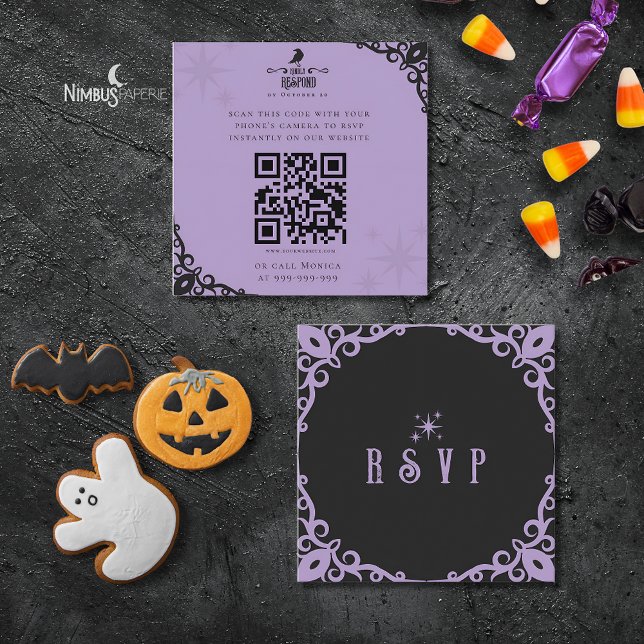 Tarjeta De Visita Cuadrada Witchy Lavender Halloween Quick Response Card (Subido por el creador)