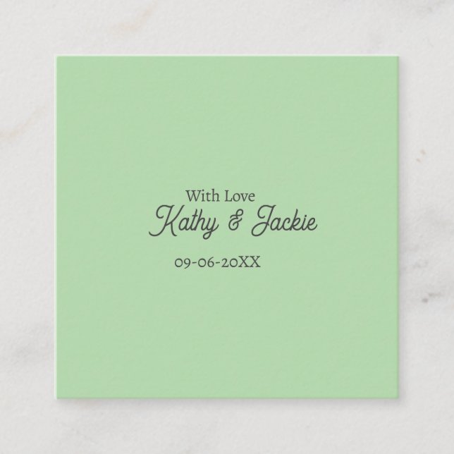 Tarjeta De Visita Cuadrada With love add couple name wedding simple minimal  (Anverso)
