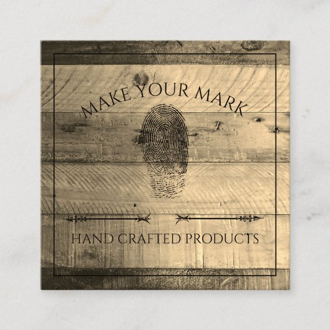 Tarjeta De Visita Cuadrada Wood Kraft (Anverso)