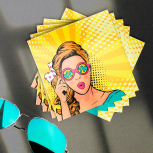 Tarjeta De Visita Cuadrada WW556 de la Virgen del Arte Pop Retro