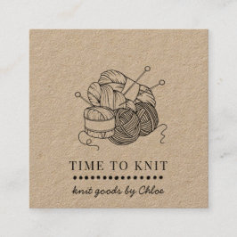 Tarjeta De Visita Cuadrada Yarn Handmade Knit Goods Kraft