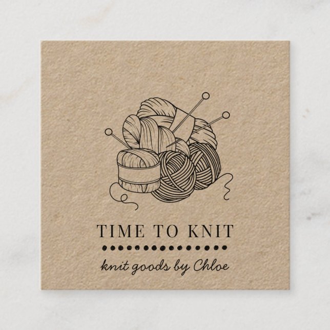 Tarjeta De Visita Cuadrada Yarn Handmade Knit Goods Kraft (Anverso)