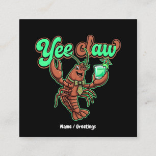 Tarjeta De Visita Cuadrada Yee Claw Retro Langostinos Tazón Costero Cóctel