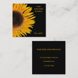 Tarjeta De Visita Cuadrada Yellow Sunflower Black Background Country Rustic