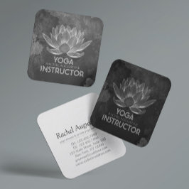 Tarjeta De Visita Cuadrada YOGA Meditación Reiki Instructor Black White Lotus