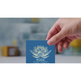 Tarjeta De Visita Cuadrada YOGA Meditación Reiki Instructor Blue & Gold Lotus